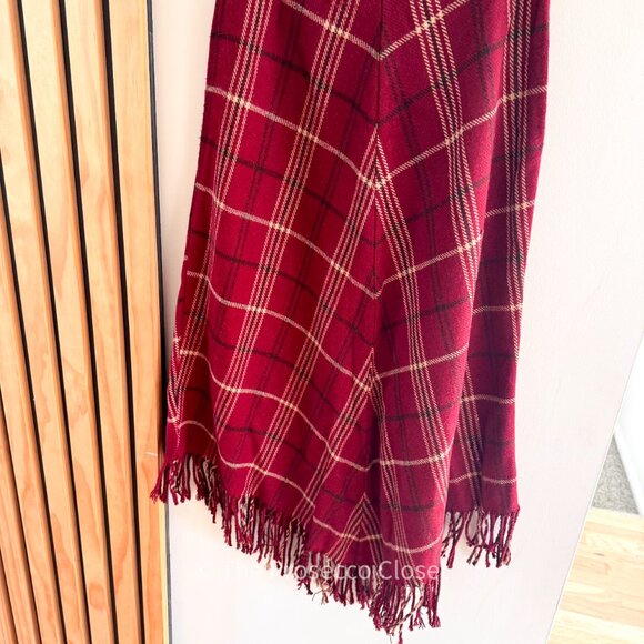 VINTAGE Christmas Plaid Fringe Midi Skirt Wool Blend by JG Hook (S) - Picture 4 of 7